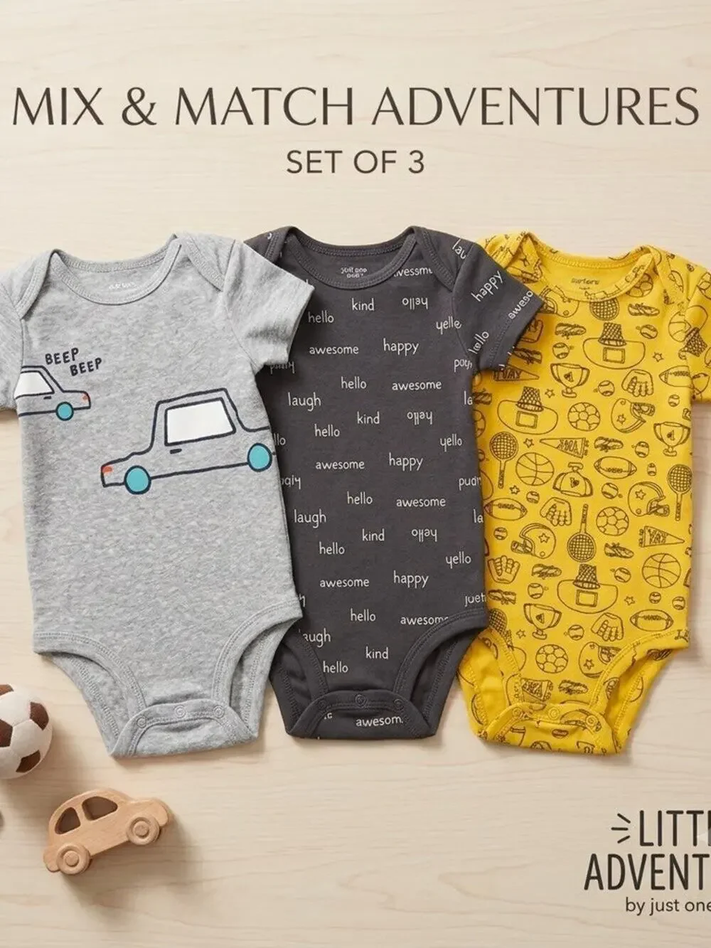 Carter's Baby Boy 6 Months Short-Sleeve Bodysuit Bundle – 3 Pack
